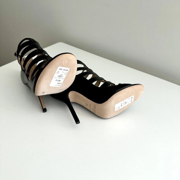 NEW JIMMY CHOO Black Leather Caged Ankle Strap Sandals Size 38.5 - Picture 14 of 14